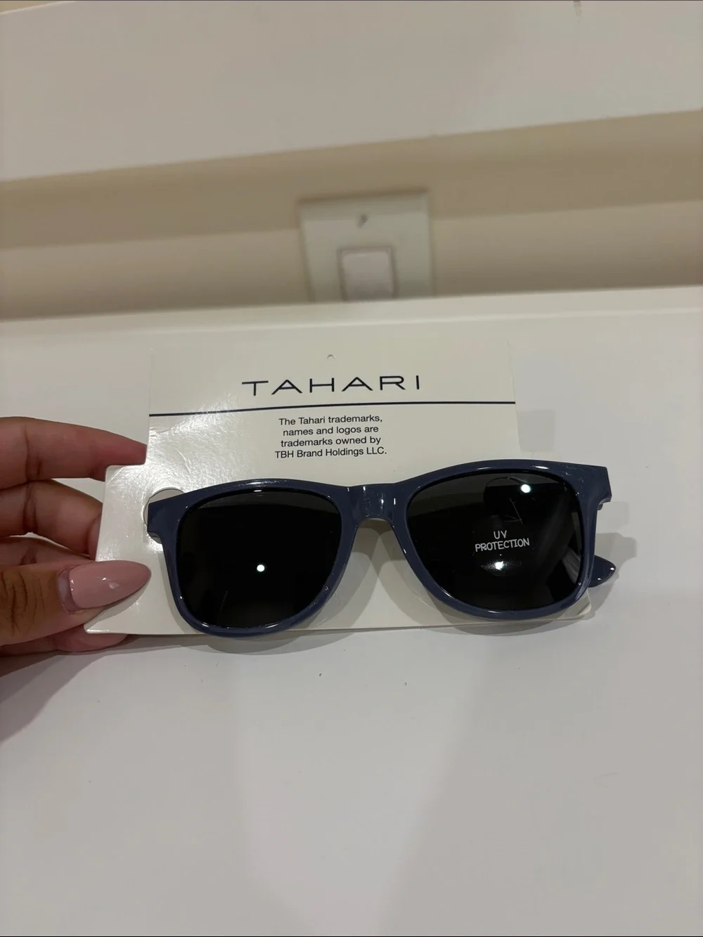 Tahari Grayish Blue Square Sunglasses with Black Lenses